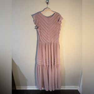 Elegant Pink Ruffle Sleeve Dress